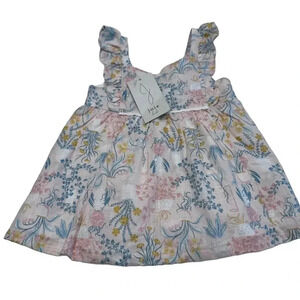 NWT Joie Toddler Girls Pink Floral Dress ruffles Lined 100% Cotton Sz 18 Months